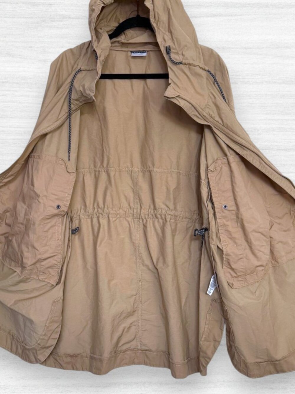 Columbia Little Fields Longline Hooded Utility Anorak Jacket Tan Plus 2X NWT - Picture 3 of 7